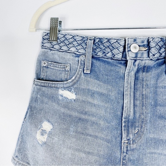 Tularosa - High Rise Braided Waist Denim Shorts - Picture 2 of 4